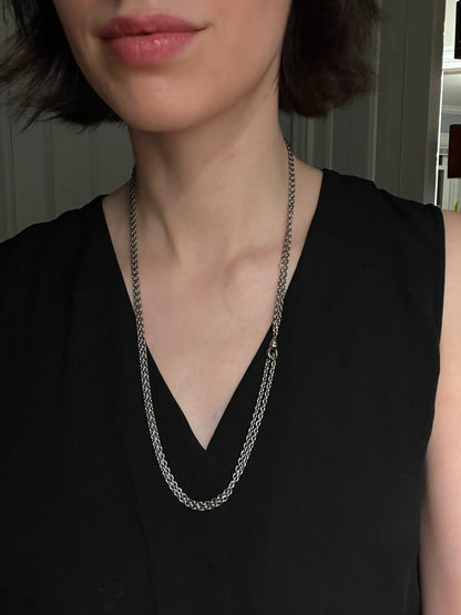 Antique Sterling Longuard Chain with Dog Clip