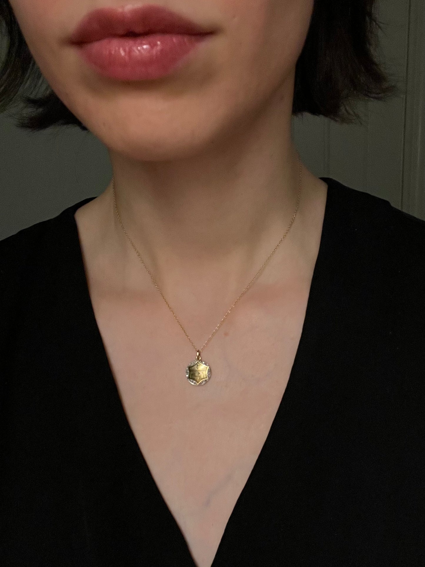 Antique 18K, Platinum, Enamel and Diamond Charm, Venetian Design