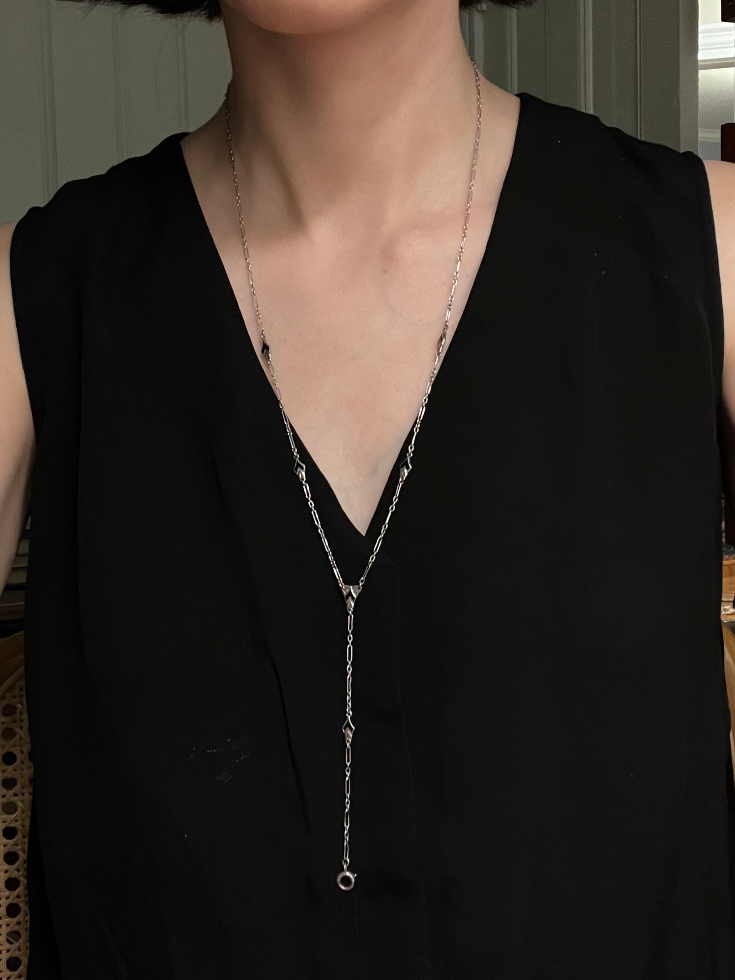 Sterling and Enamel Art Deco Lariat