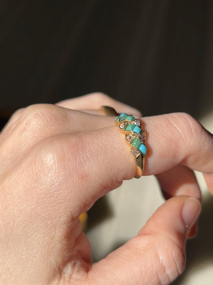 Victorian Turquoise and Diamond Twist Ring