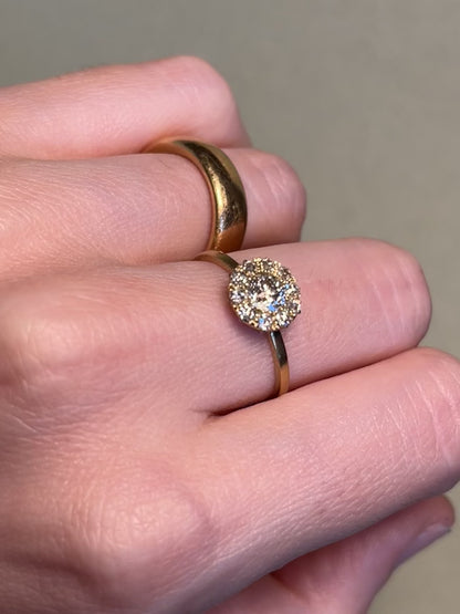 Victorian Old Mine Cut Diamond Cluster Ring with New Shank