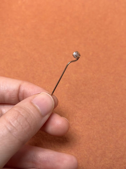 Antique 10K Tiny Stick Pin with Moonstone Orb