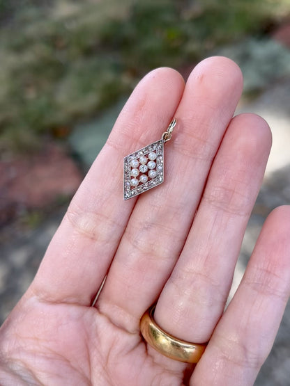 Antique Rose-Cut Diamond and Seed Pearl Pendant