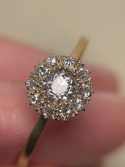 Victorian Old Mine Cut Diamond Cluster Ring with New Shank