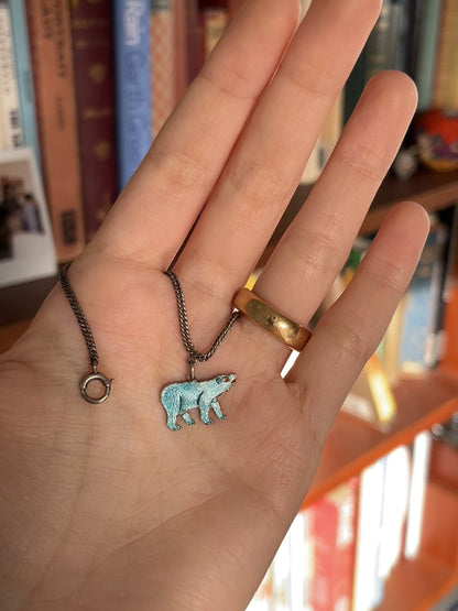 Antique Curb Link Bracelet with Enameled Polar Bear Charm